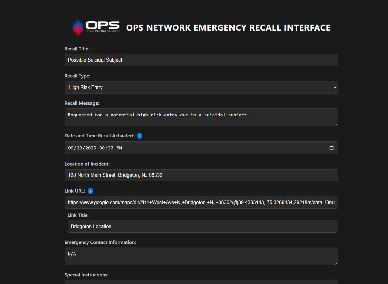 Emergency Recall Notice